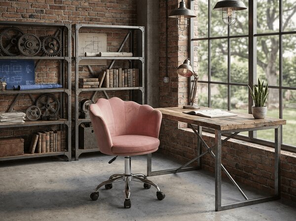Scaun birou ROSE VELVET, roz prafuit