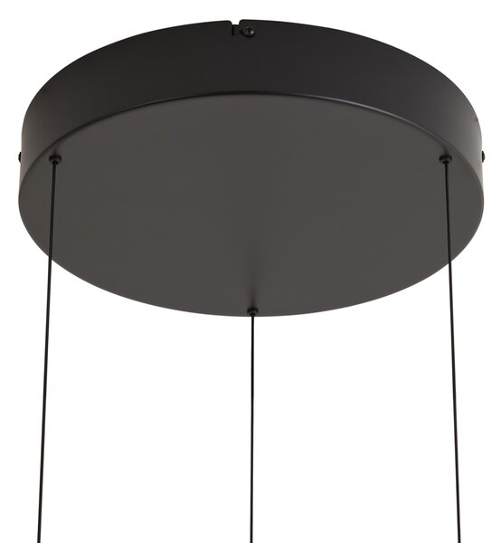Lampă suspendată modernă neagră cu imprimeu lemn de nuc, inclusiv LED, reglabilă în 3 trepte Easylift - Drew