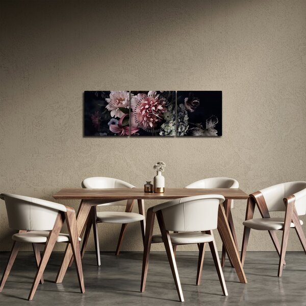 Tablou cu buchet (cu ceas) (90x30 cm)