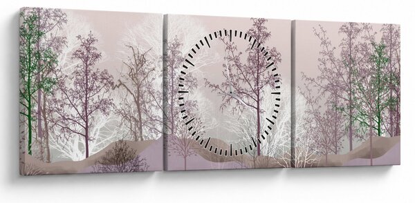Tablou cu pădure (cu ceas) (90x30 cm)