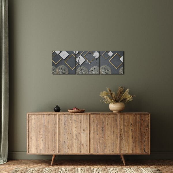 Tablou cu abstracție (cu ceas) (90x30 cm)