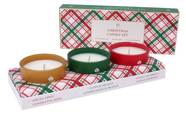 Set lumânări parfumate Arome 3 buc., Spiced Apple, Peppermint Vanilla, Vanilla bourbon
