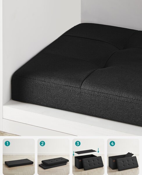 Cufar depozitare Otoman Negru Songmics 76x38x38 cm