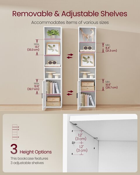 Biblioteca Vasagle Alb 31.8x24x175 cm