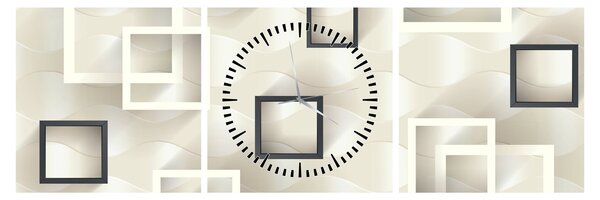 Tablou geometric abstract (cu ceas) (90x30 cm)