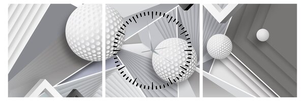 Tablou geometric abstract (cu ceas) (90x30 cm)