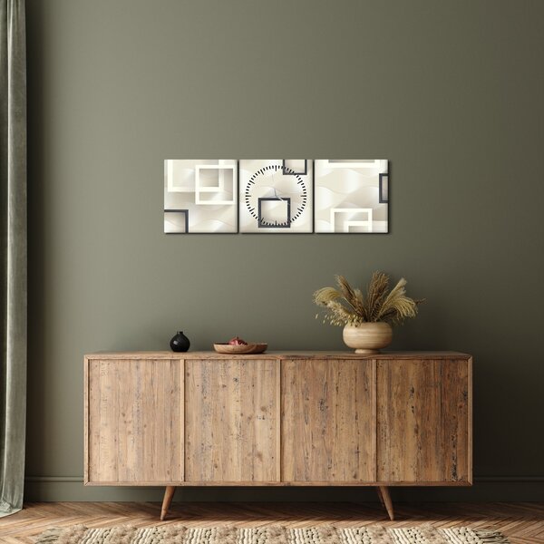 Tablou geometric abstract (cu ceas) (90x30 cm)