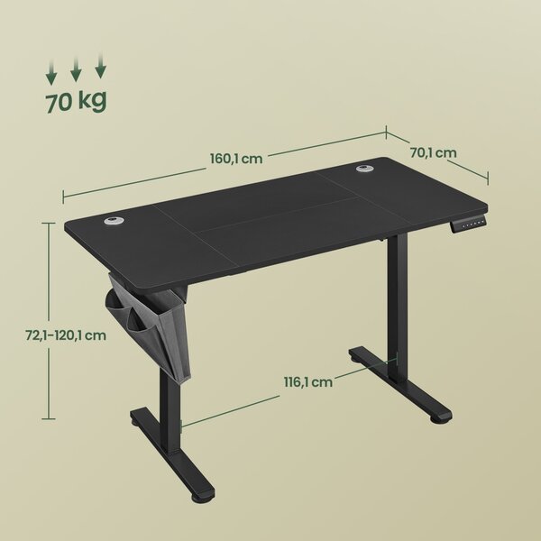 Birou reglabil Songmics Negru 160x70x120 cm