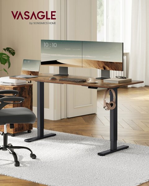 Cadru birou reglabil Vasagle Negru 150x80x118 cm
