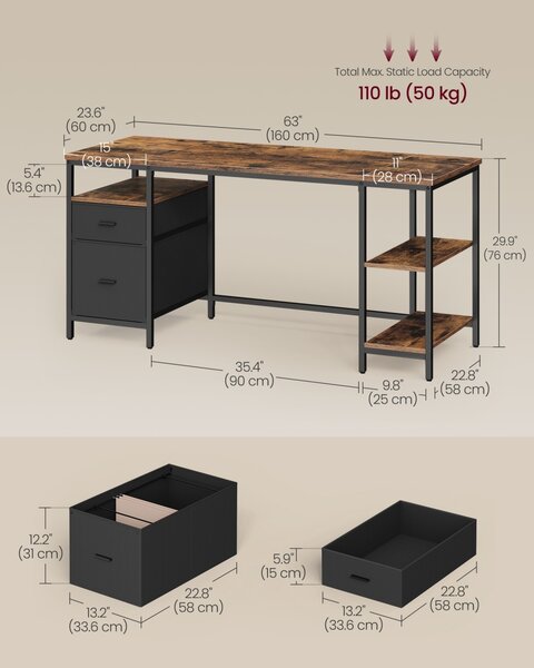 Birou Vasagle Maro 160x60x76 cm