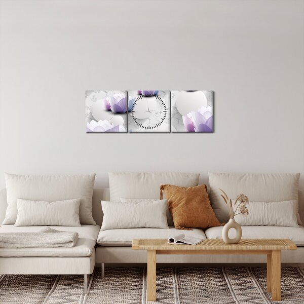 Tablou cu flori (cu ceas) (90x30 cm)