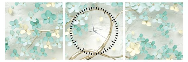 Tablou - Copac auriu înflorit (cu ceas) (90x30 cm)