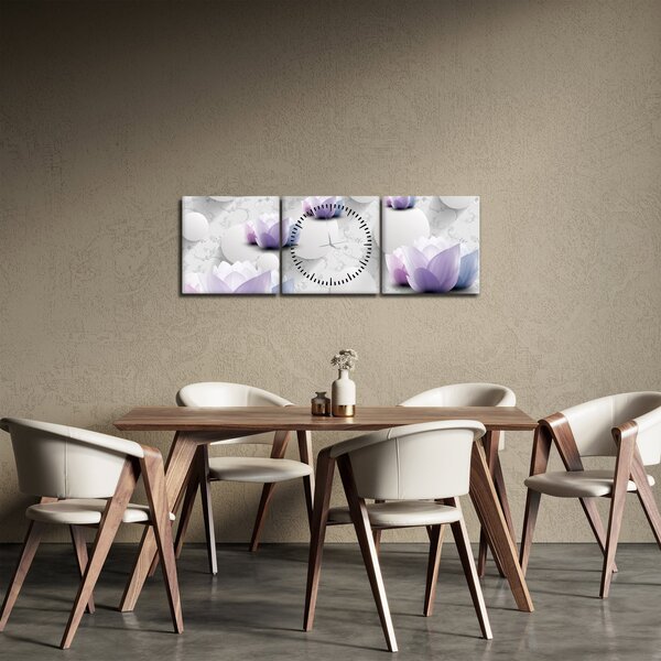 Tablou cu flori (cu ceas) (90x30 cm)