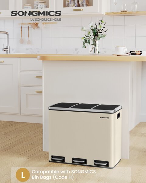 Cos de gunoi compartimentat Songmics Bej 61.7x35.2x56.4 cm