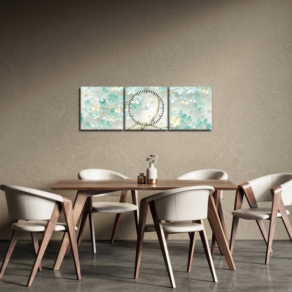 Tablou - Copac auriu înflorit (cu ceas) (90x30 cm)
