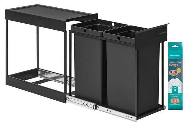 Cos de gunoi culisant Songmics Negru 48.6x25.6x44.0 cm