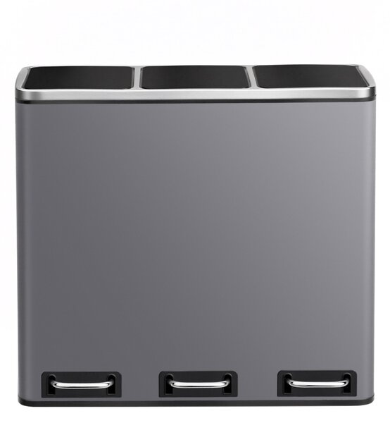Cos de gunoi compartimentat Songmics Gri 61.7x35.2x56.4 cm
