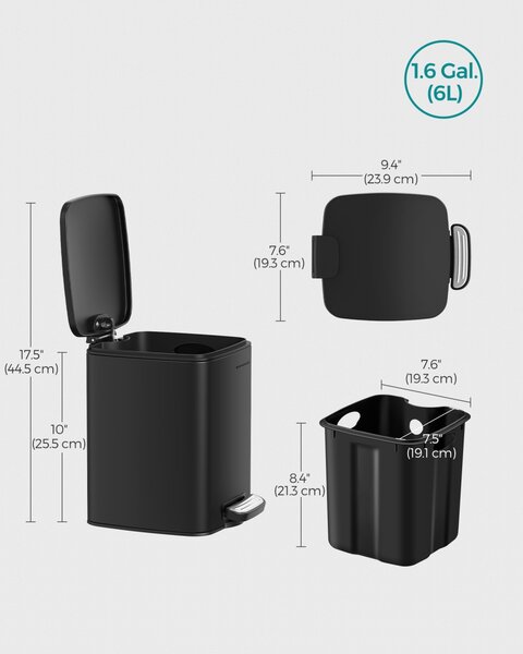 Cos de gunoi Songmics Negru 19.3x23.9x25.5 cm