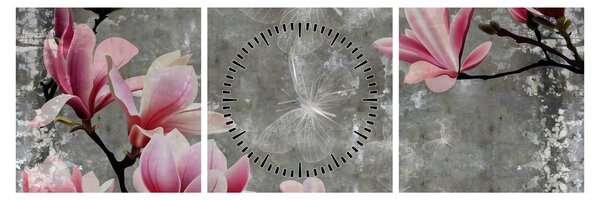 Tablou cu flori (cu ceas) (90x30 cm)