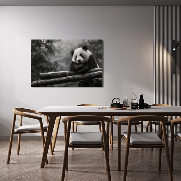 Tablou panda odihnindu-se pe bambus