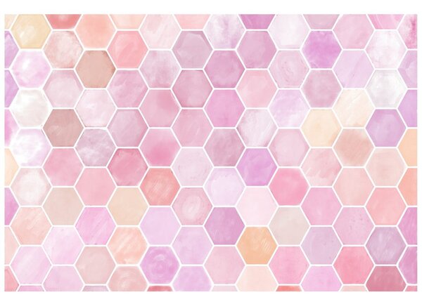Tapet model hexagonal roz