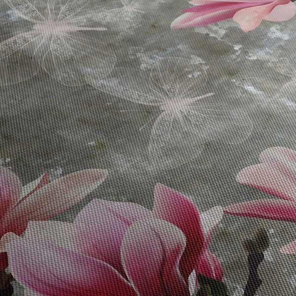 Tablou cu flori (cu ceas) (90x30 cm)