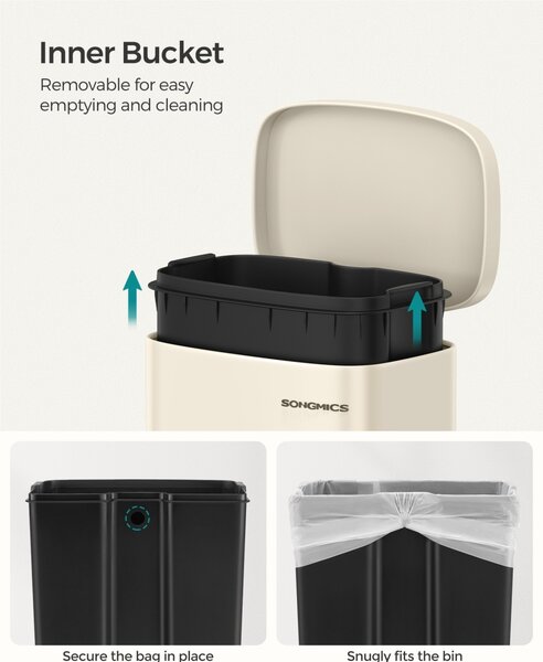 Cos de gunoi Songmics Bej 34.8x29.7x63.3 cm