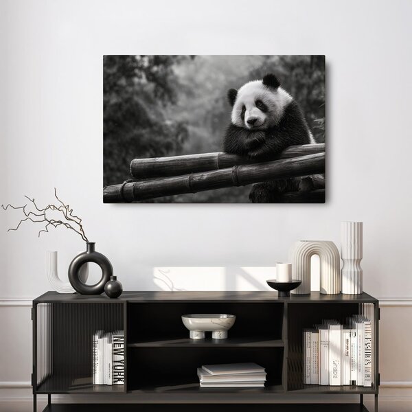 Tablou panda odihnindu-se pe bambus