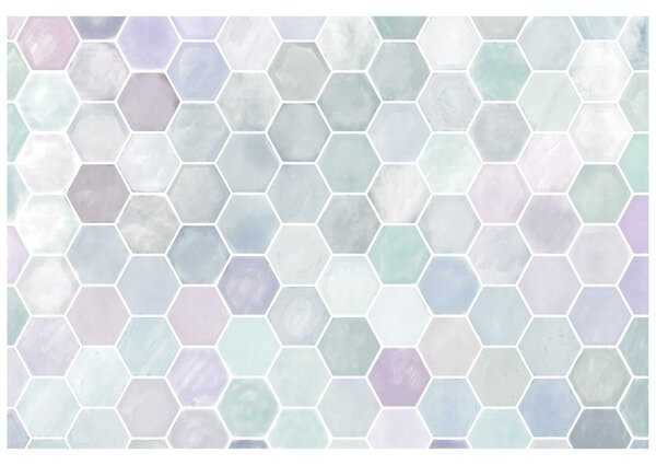 Tapet model hexagonal gri-albastru