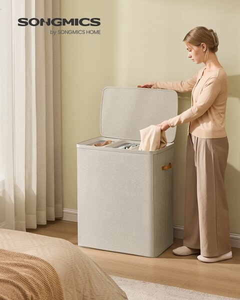 Cos de rufe Songmics Bej 64x40x75 cm