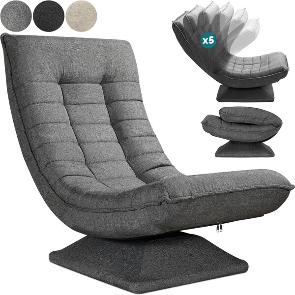 Fotoliu relaxant, material textil, gri