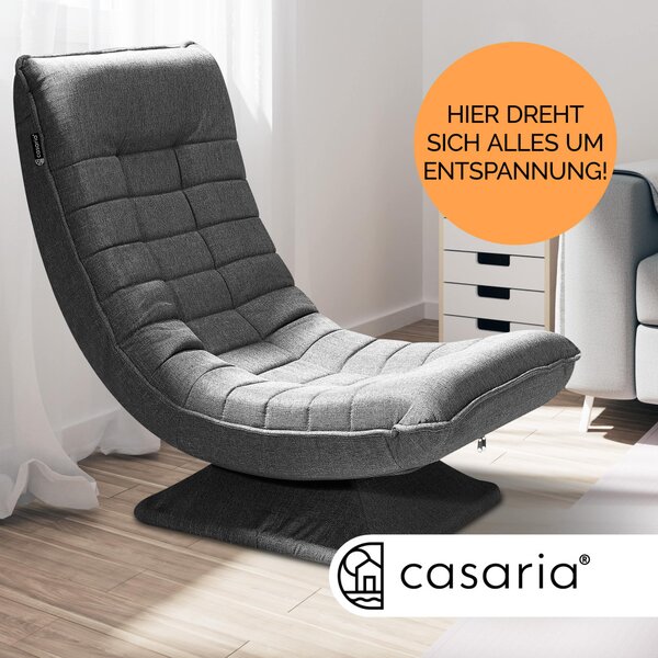 Fotoliu relaxant, material textil, gri