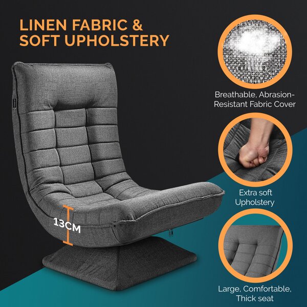 Fotoliu relaxant, material textil, gri