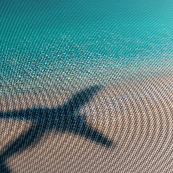 Tablou coasta azurie cu avion