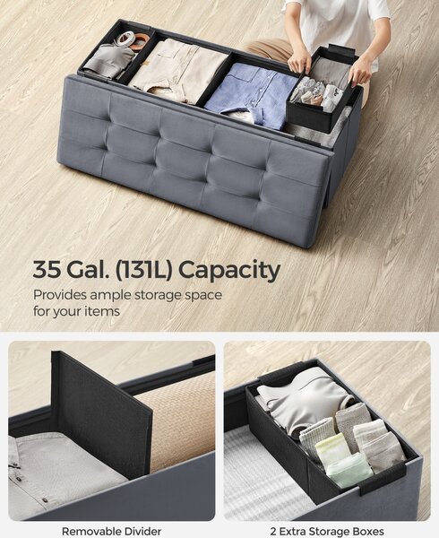 Cufar depozitare Songmics Gri 110x38x38 cm