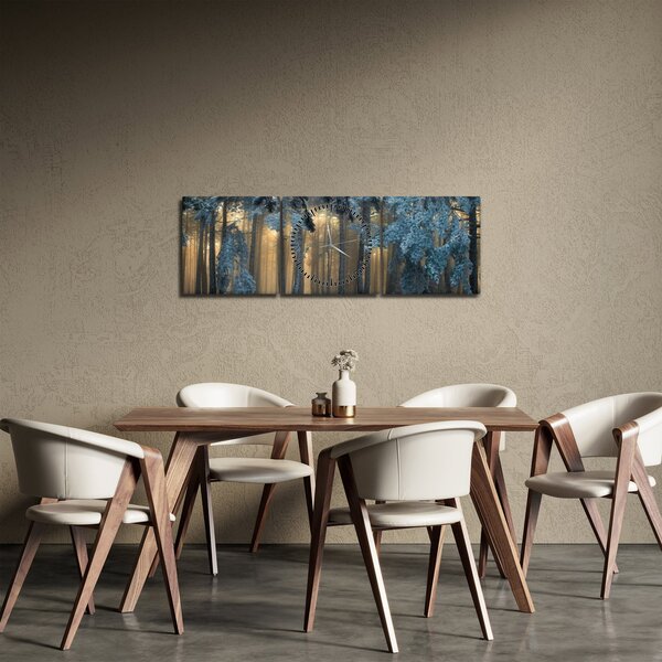 Tablou cu pădure înzăpezită (cu ceas) (90x30 cm)