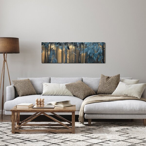 Tablou cu pădure înzăpezită (cu ceas) (90x30 cm)