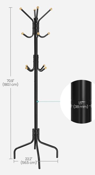 Cuier tip pom Songmics Negru 56.5x56.5x180.1 cm