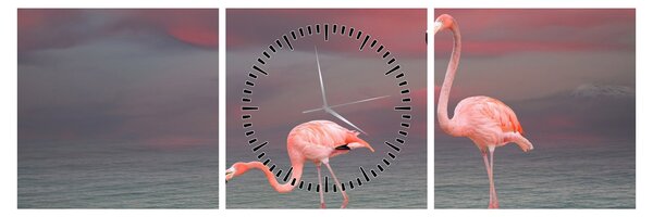 Tablou - Flamingo (cu ceas) (90x30 cm)
