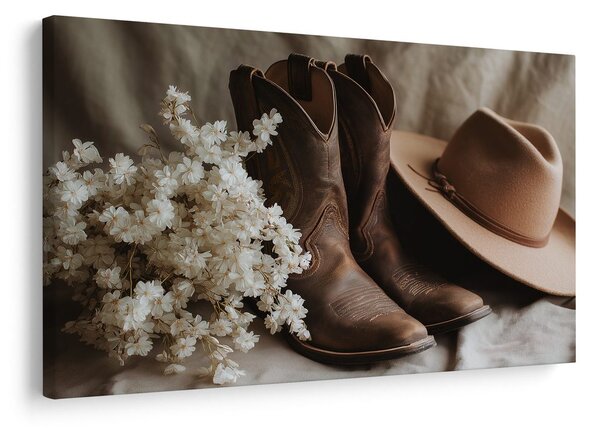Tablou cizme de cowboy cu pălărie