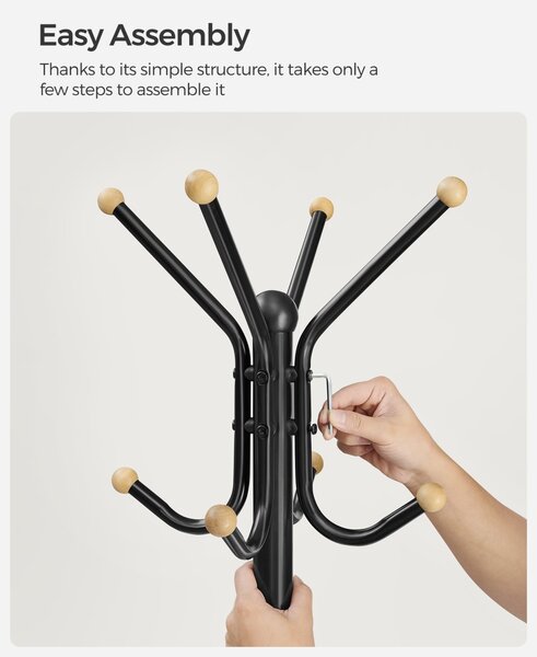 Cuier tip pom Model Balcano, Negru, 55x55x180 cm