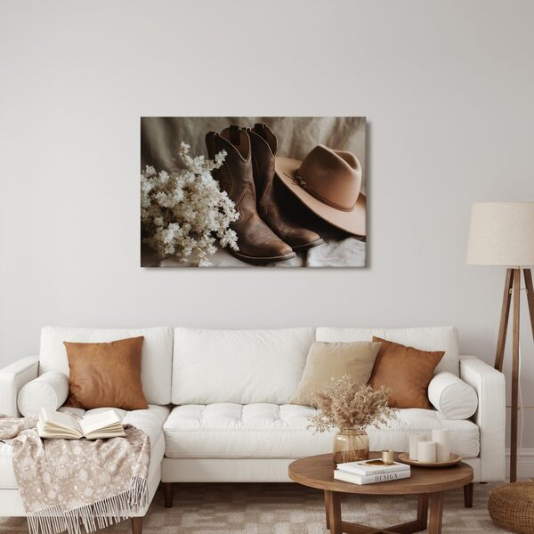 Tablou cizme de cowboy cu pălărie