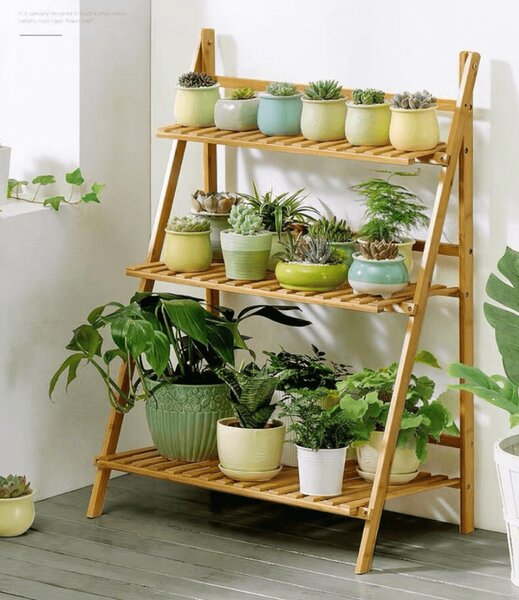 Suport de flori din bambus Nepel Tip 1, 70 x 40 x 96 cm