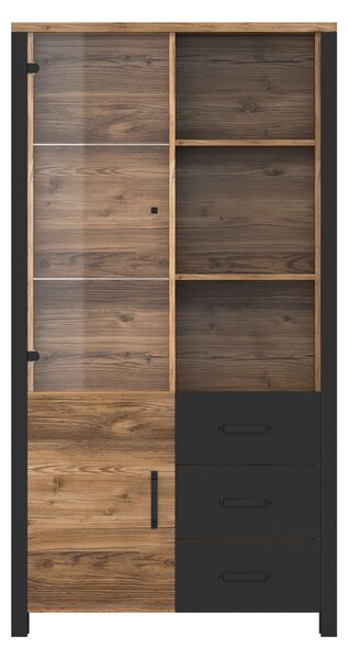Vitrină Oralee Typ 13 (molid + negru mat). Promo -13%. 1030308