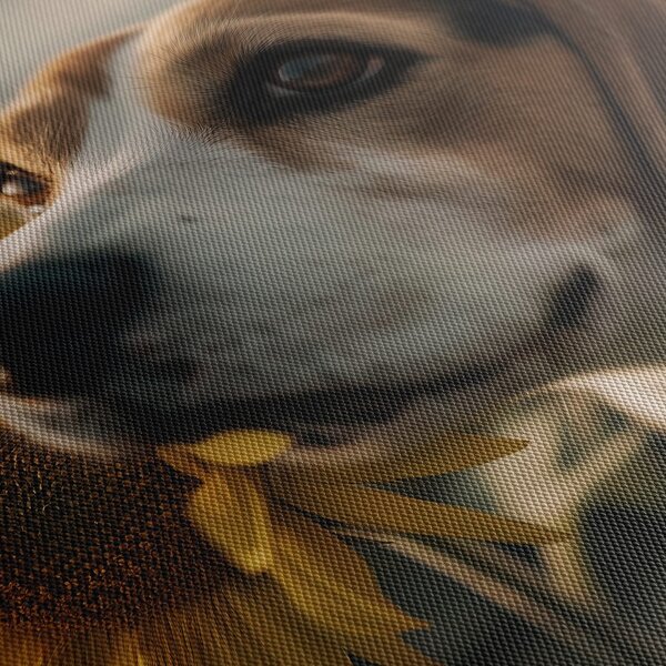 Tablou beagle cu floarea-soarelui