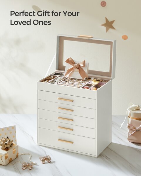 Cutie bijuterii Songmics Alb 25.1x16.3x29 cm