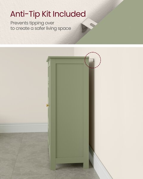 Dulap depozitare baie cu sertare Vasagle Verde padure 55x30x82 cm