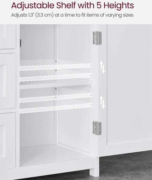 Dulap depozitare baie Vasagle Alb 60x30x80 cm