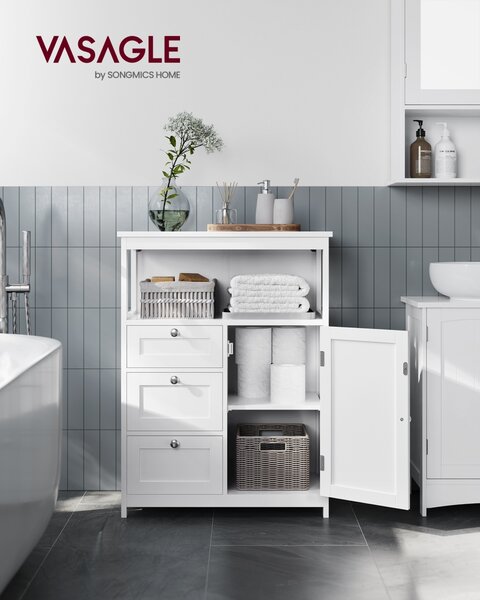 Dulap depozitare baie Vasagle Alb 60x30x80 cm