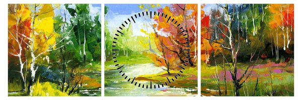 Tablou - Peisaj - pictură (cu ceas) (90x30 cm)